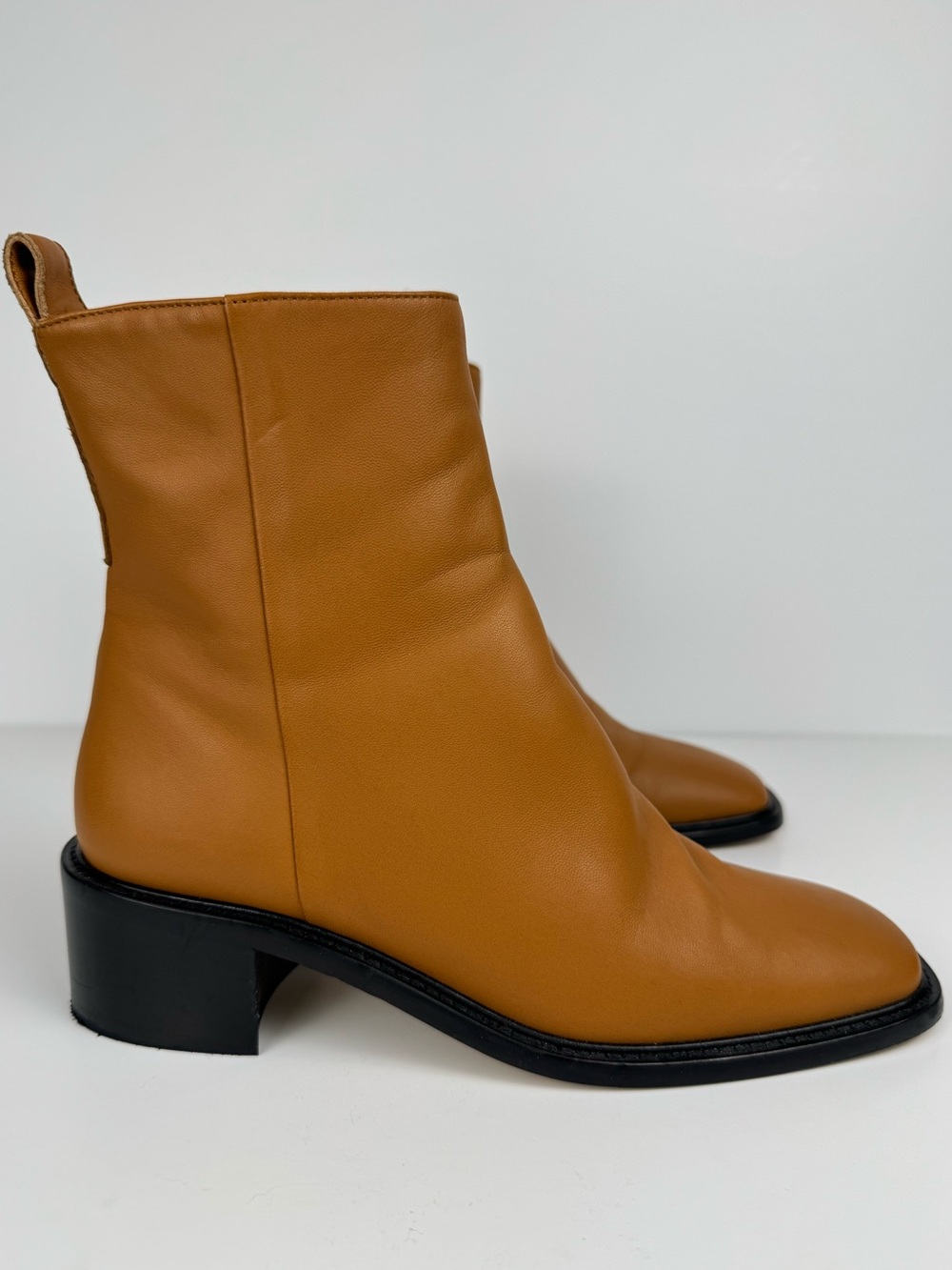 Everlane The City Boot Ankle Boots Saddle Brown 100% Leather Square Toe Size 7 - Picture 3 of 12